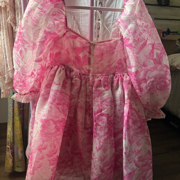 Selkie Babydoll Toile Lace Puff Dress - Picture 2 of 7